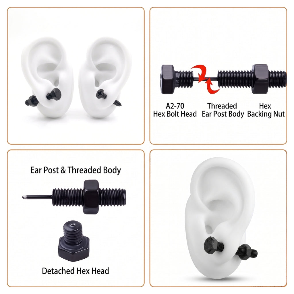 Hardware Studs [Black] | Earrings