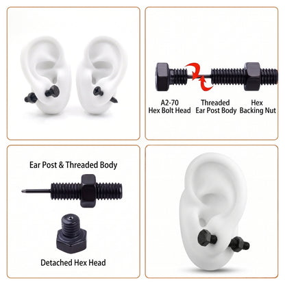 Hardware Studs [Black] | Earrings