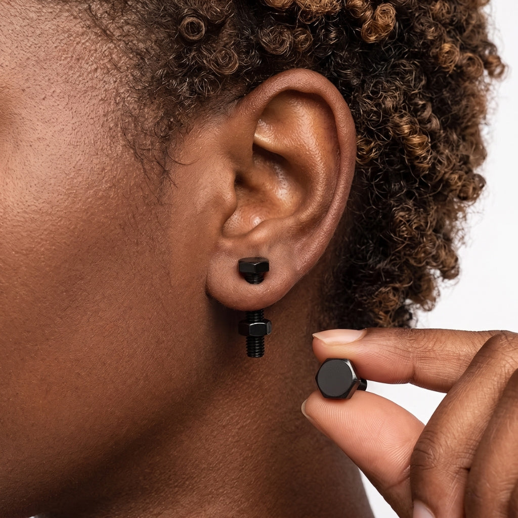 Hardware Studs [Black] | Earrings