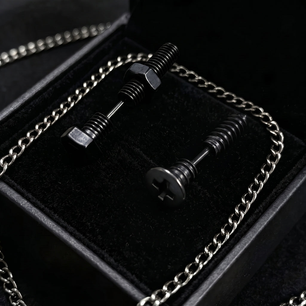 Hardware Studs [Black] | Earrings