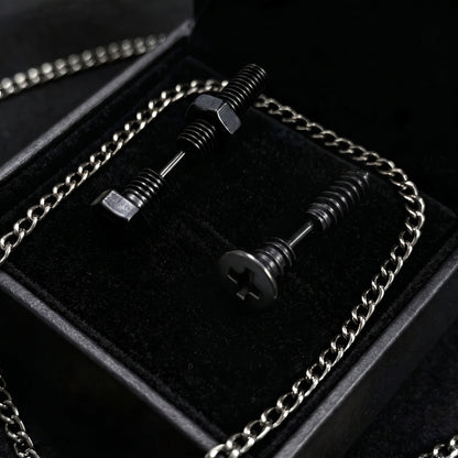 Hardware Studs [Black] | Earrings