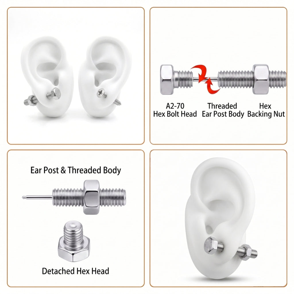 Hardware Studs [Silver] | Earrings