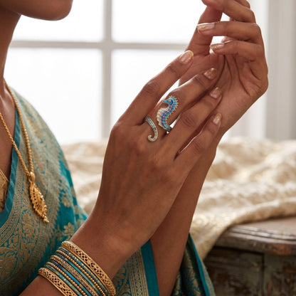 Seahorse Cuff (Ocean Blues) | Ring
