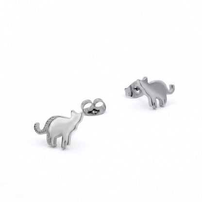 Silver Cat Silhouette Studs | Earrings
