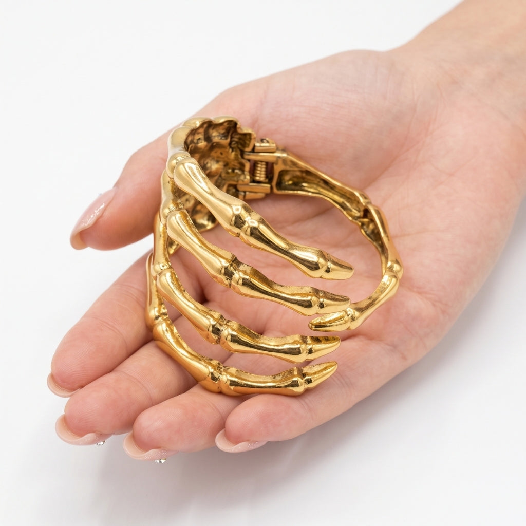 Skeleton Hand Cuff [Antique Gold] | Bracelet