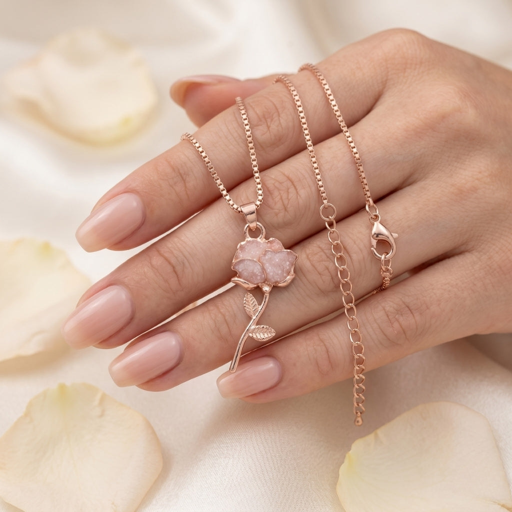 Sparkling Blush Rose | Necklace
