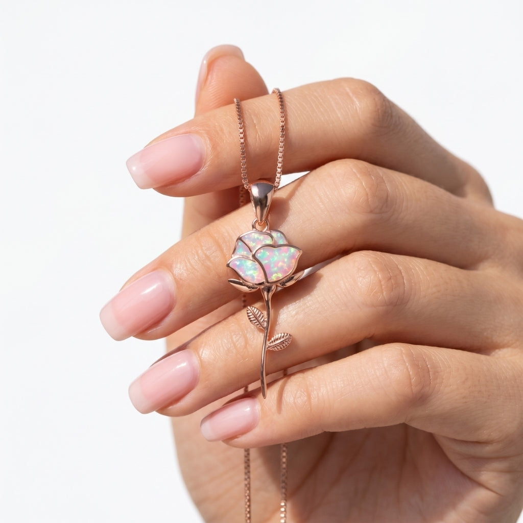Sparkling Blush Rose | Necklace