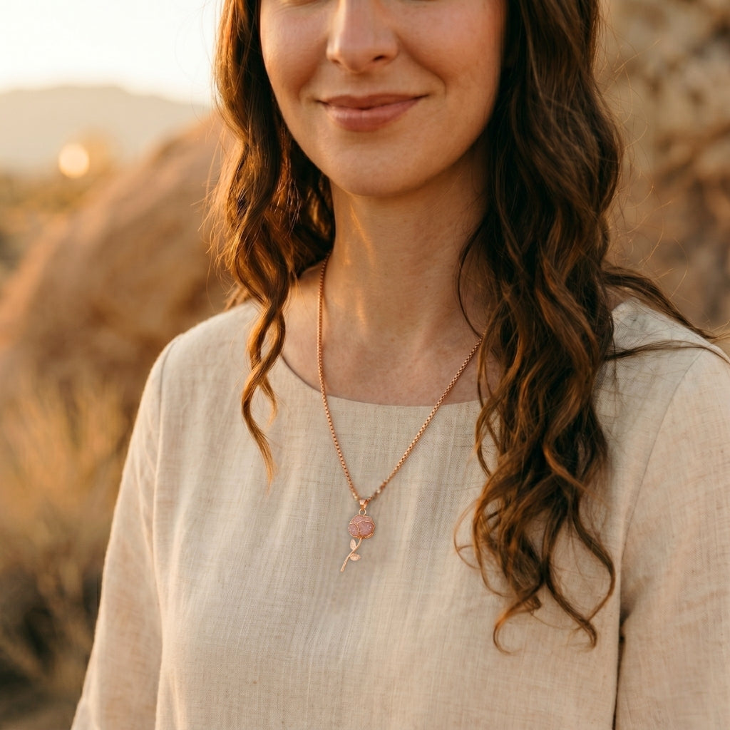 Sparkling Blush Rose | Necklace