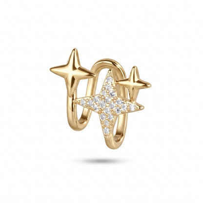 Sparkling Golden Stars Ear Cuff | Earrings