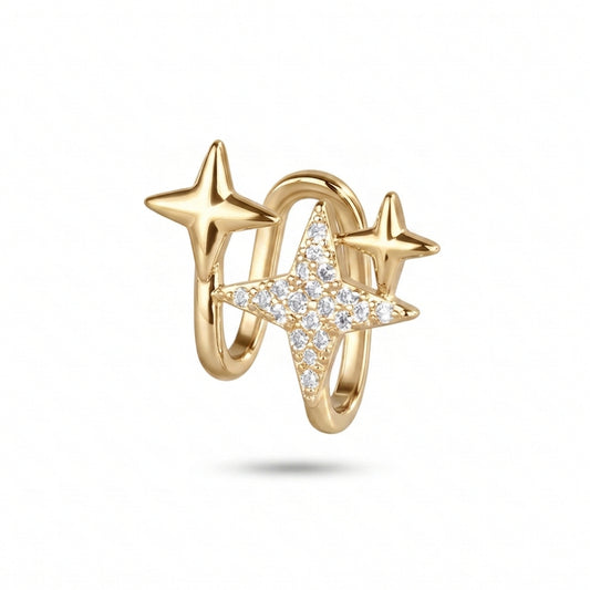 Sparkling Golden Stars Ear Cuff | Earrings
