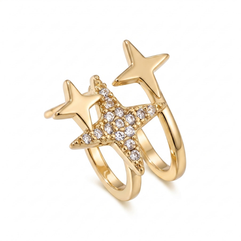 Sparkling Golden Stars Ear Cuff | Earrings