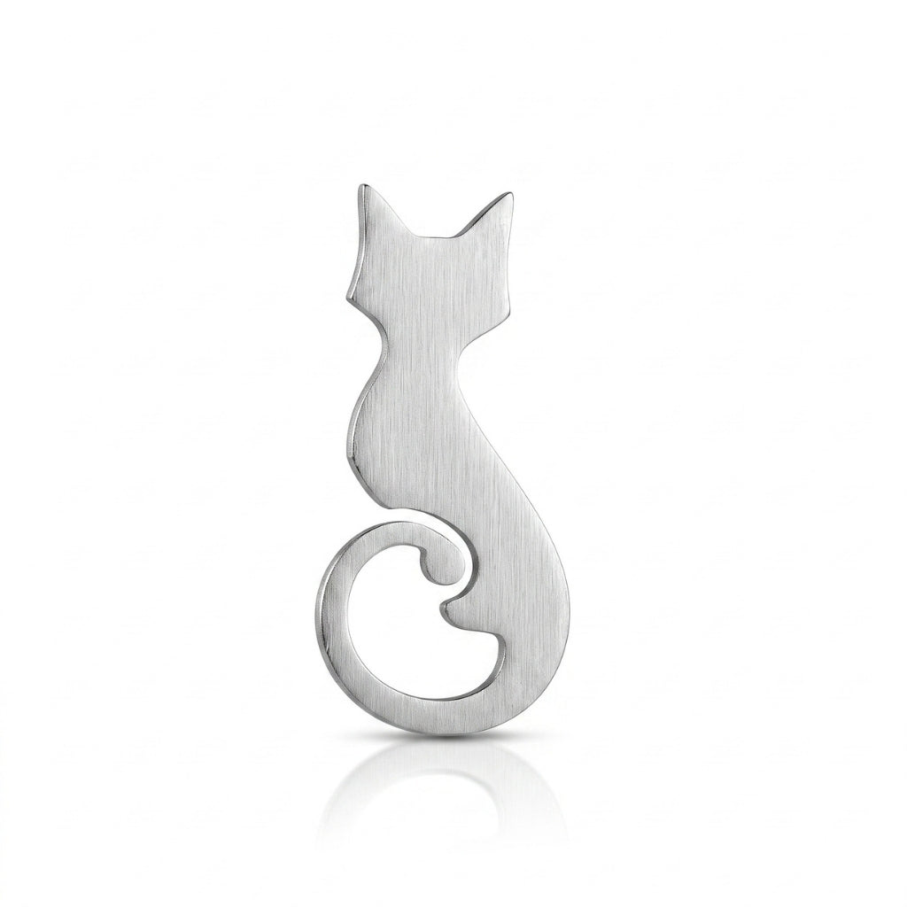 Stainless Steel Cat Silhouette | Collectible Pin
