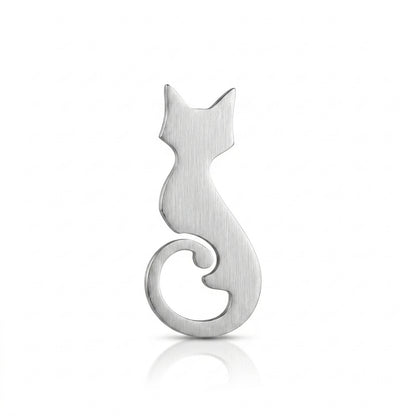 Stainless Steel Cat Silhouette | Collectible Pin