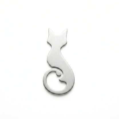 Stainless Steel Cat Silhouette | Collectible Pin