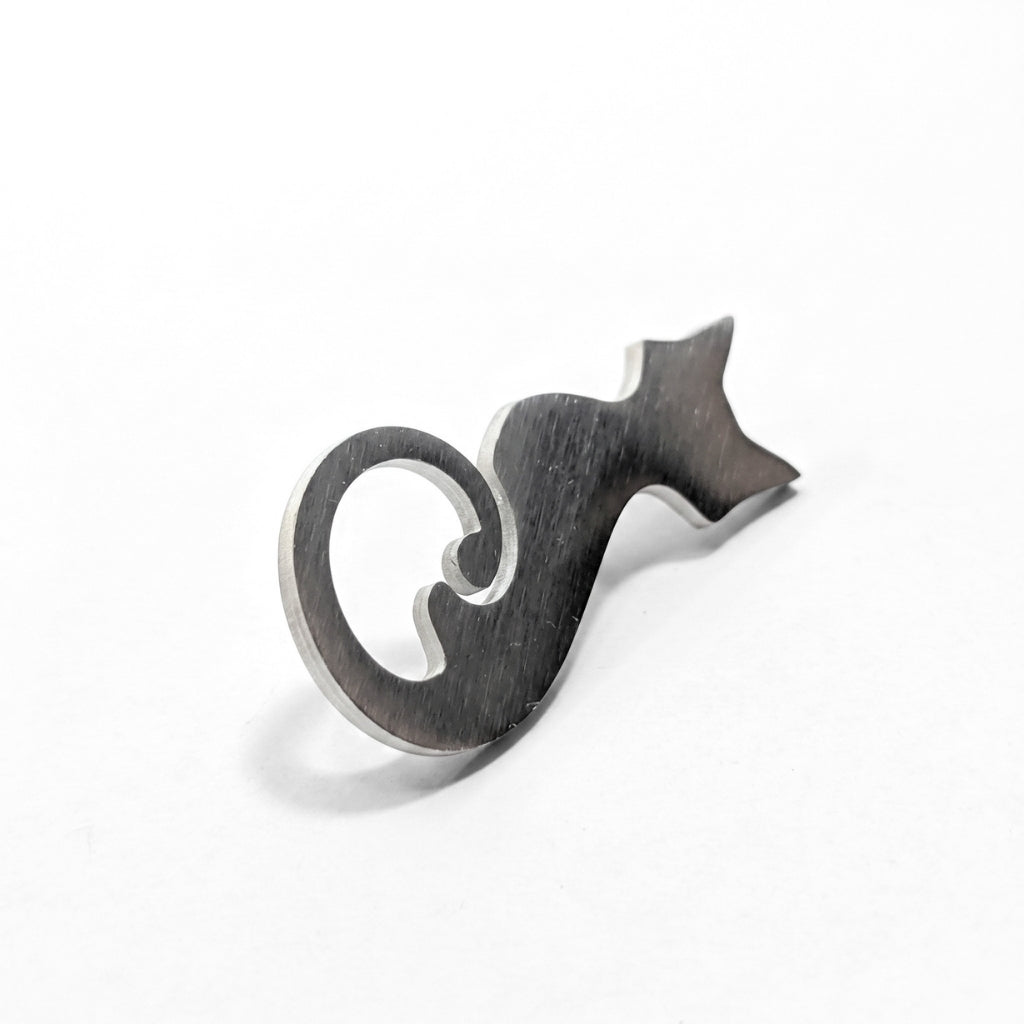 Stainless Steel Cat Silhouette | Collectible Pin