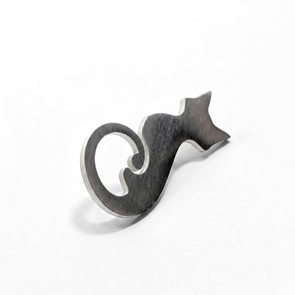 Stainless Steel Cat Silhouette | Collectible Pin
