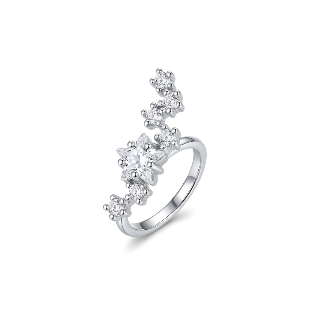 Sterling Silver Star Cluster Cuff | Earring