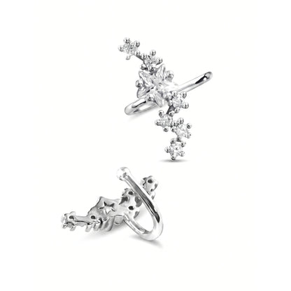 Sterling Silver Star Cluster Cuff | Earring