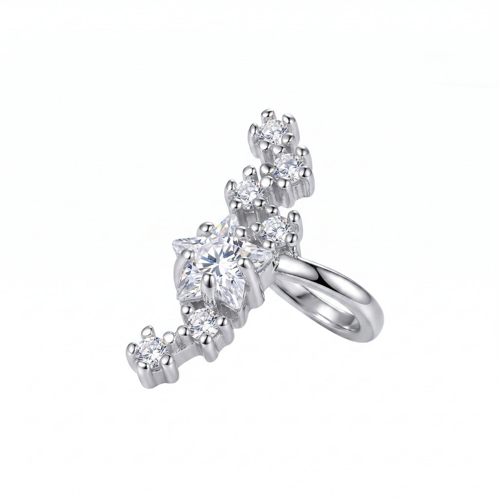 Sterling Silver Star Cluster Cuff | Earring