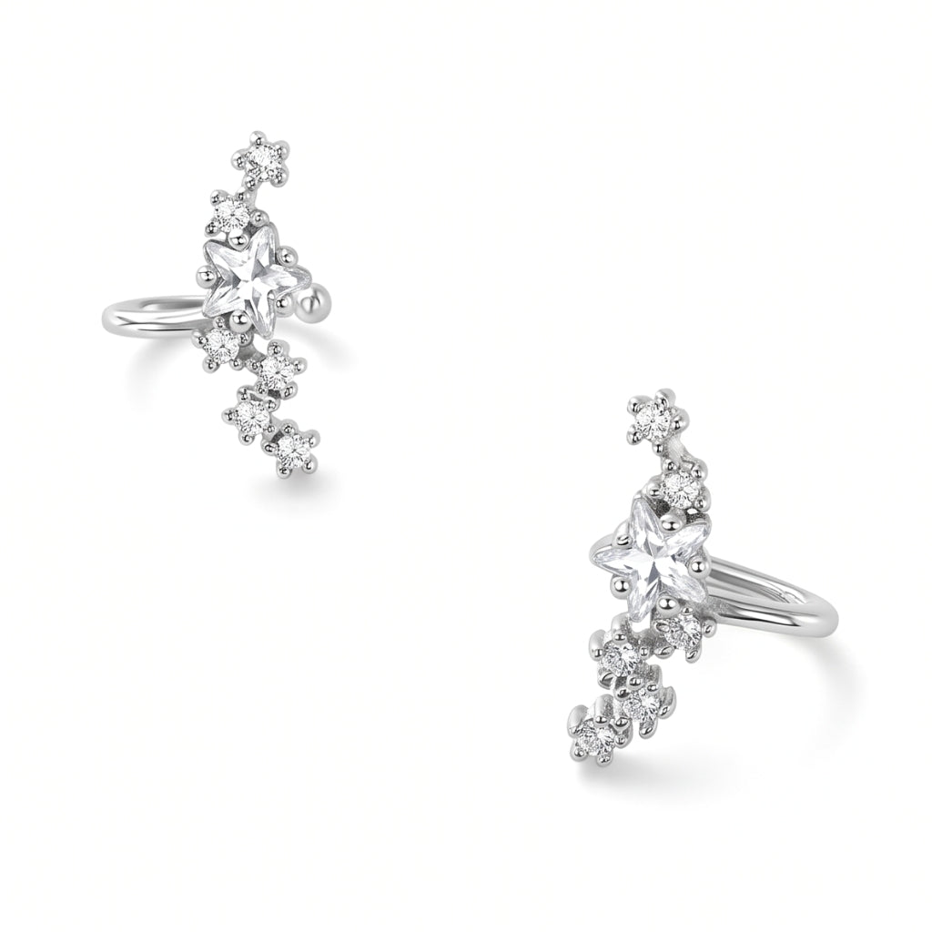 Sterling Silver Star Cluster Cuff | Earring