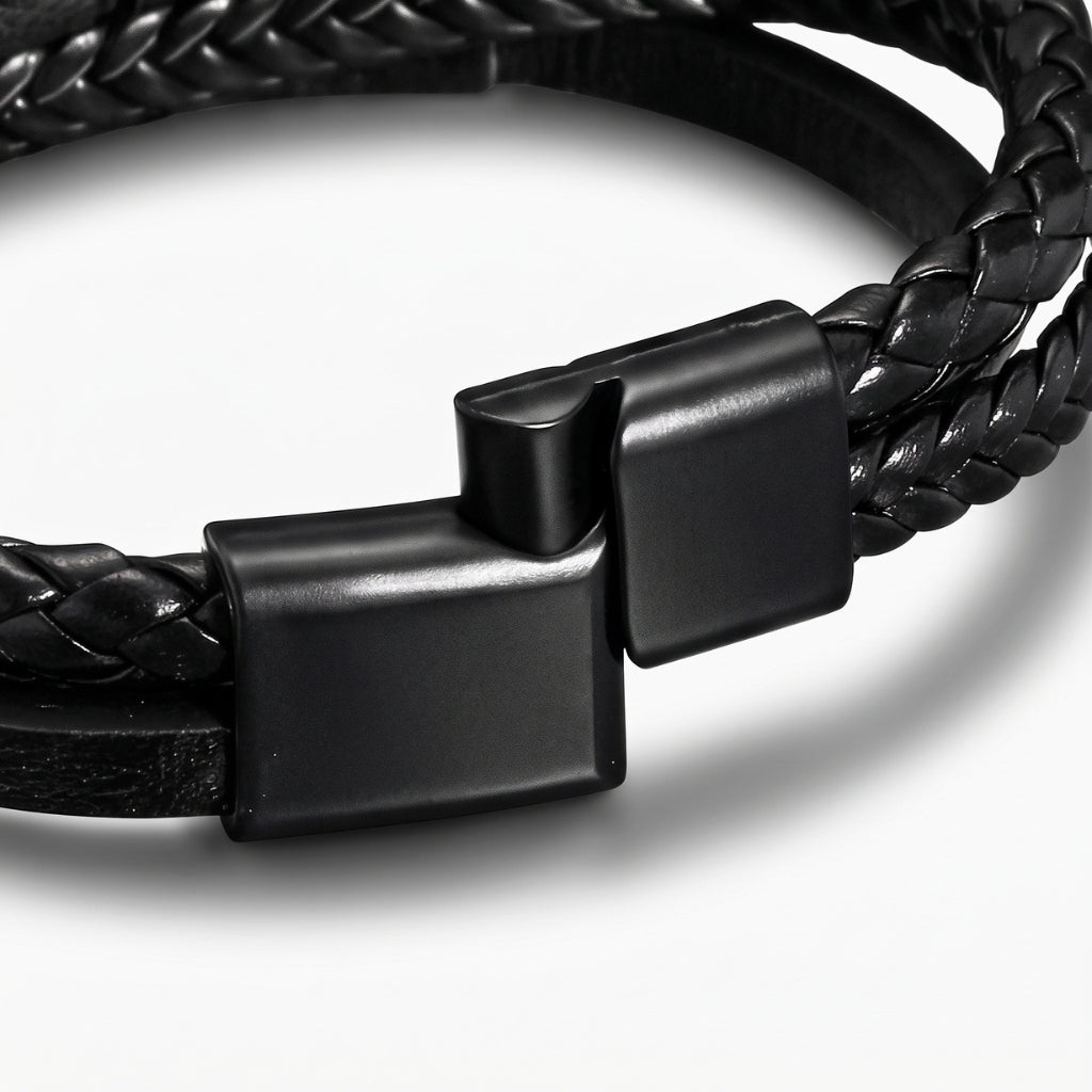 Metallic Purple Steel & Leather | Magnetic Bracelet