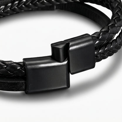 Electric Blue Steel & Leather | Magnetic Bracelet