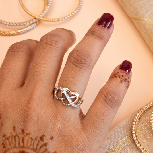 S925 Rose Gold Infinity Heart | Ring