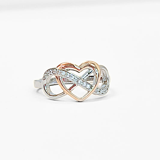 Sterling Silver Rose Gold Infinity Heart Ring