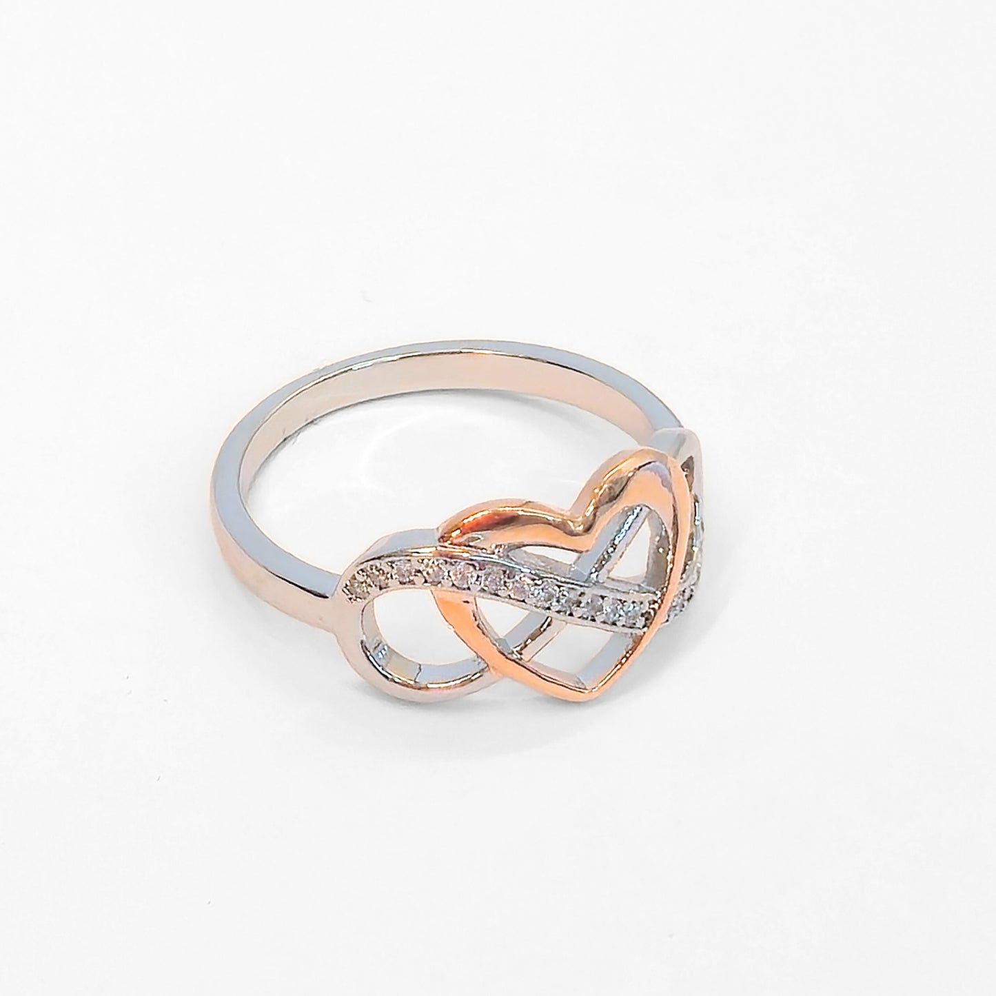 Sterling Silver Rose Gold Infinity Heart Ring