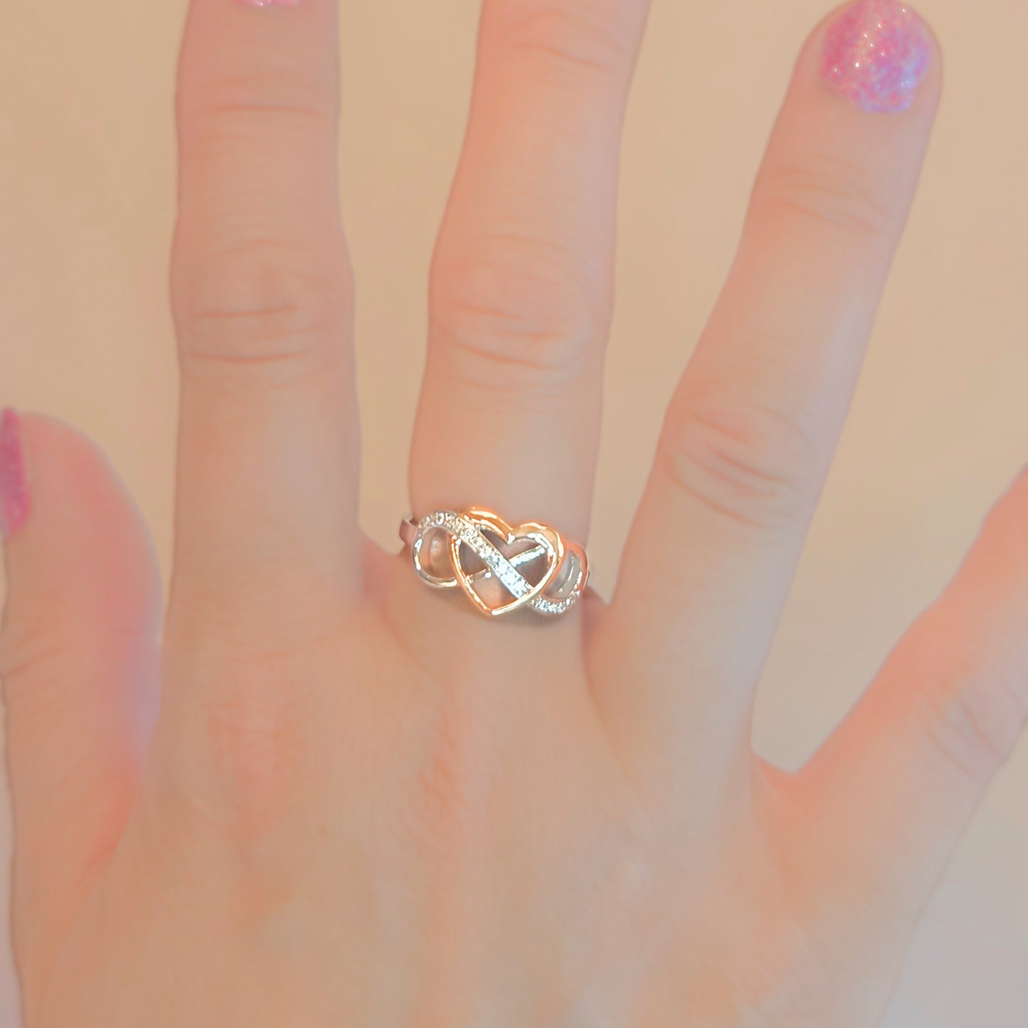 Sterling Silver Rose Gold Infinity Heart Ring
