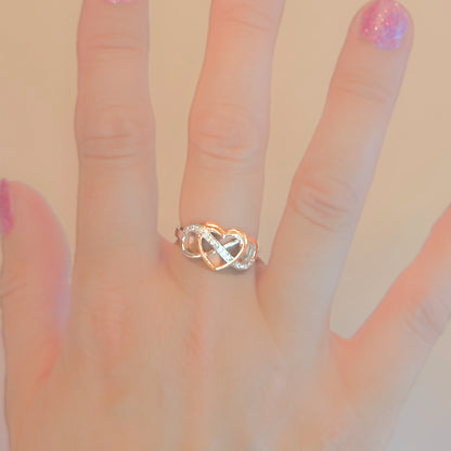 Sterling Silver Rose Gold Infinity Heart Ring