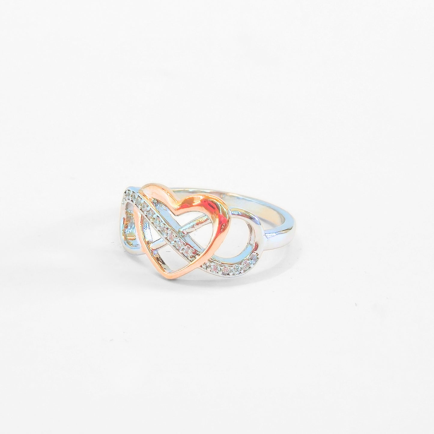 Sterling Silver Rose Gold Infinity Heart Ring