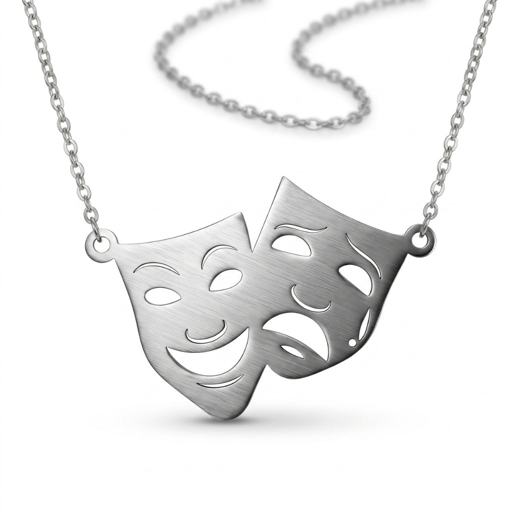 Theatre Mask Steel Pendant | Necklace