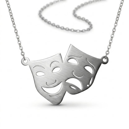Theatre Mask Steel Pendant | Necklace