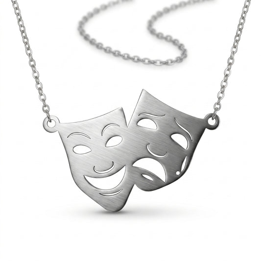 Theatre Mask Steel Pendant | Necklace