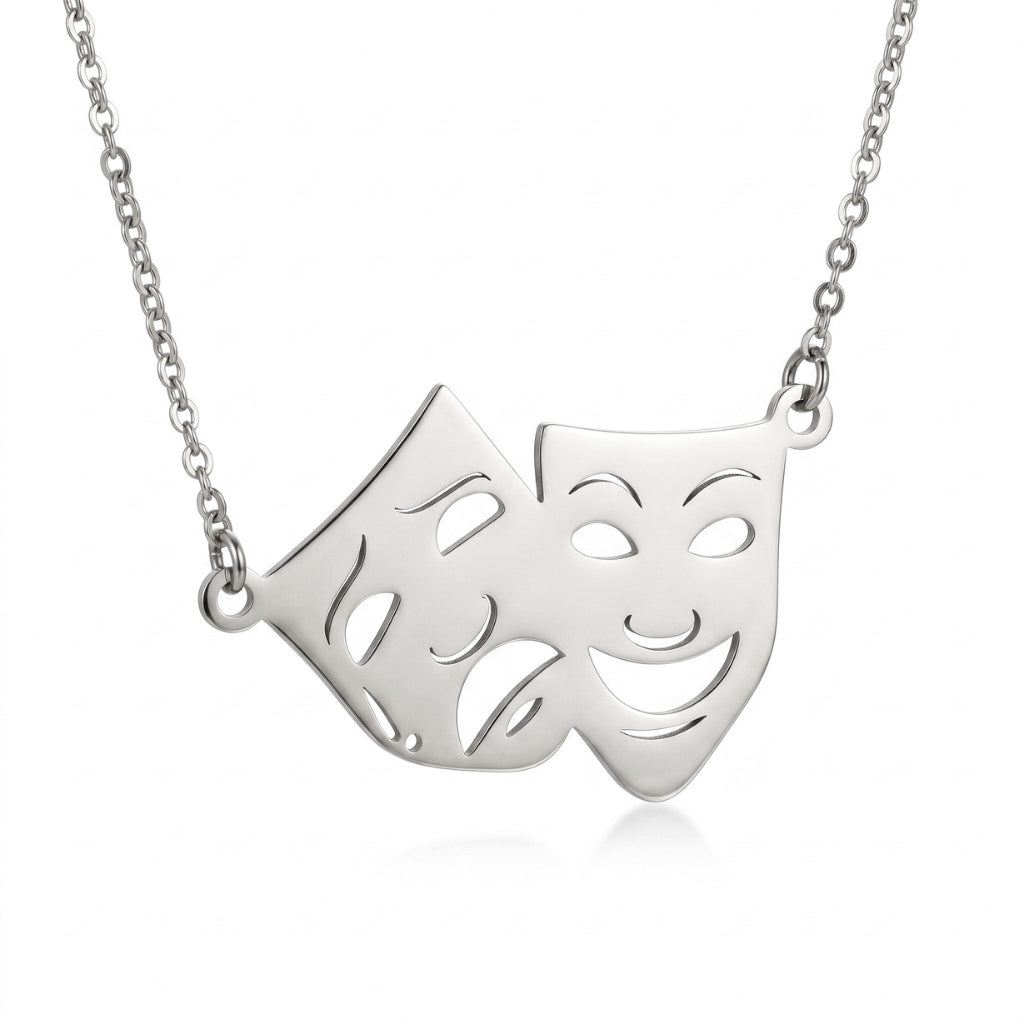 Theatre Mask Steel Pendant | Necklace