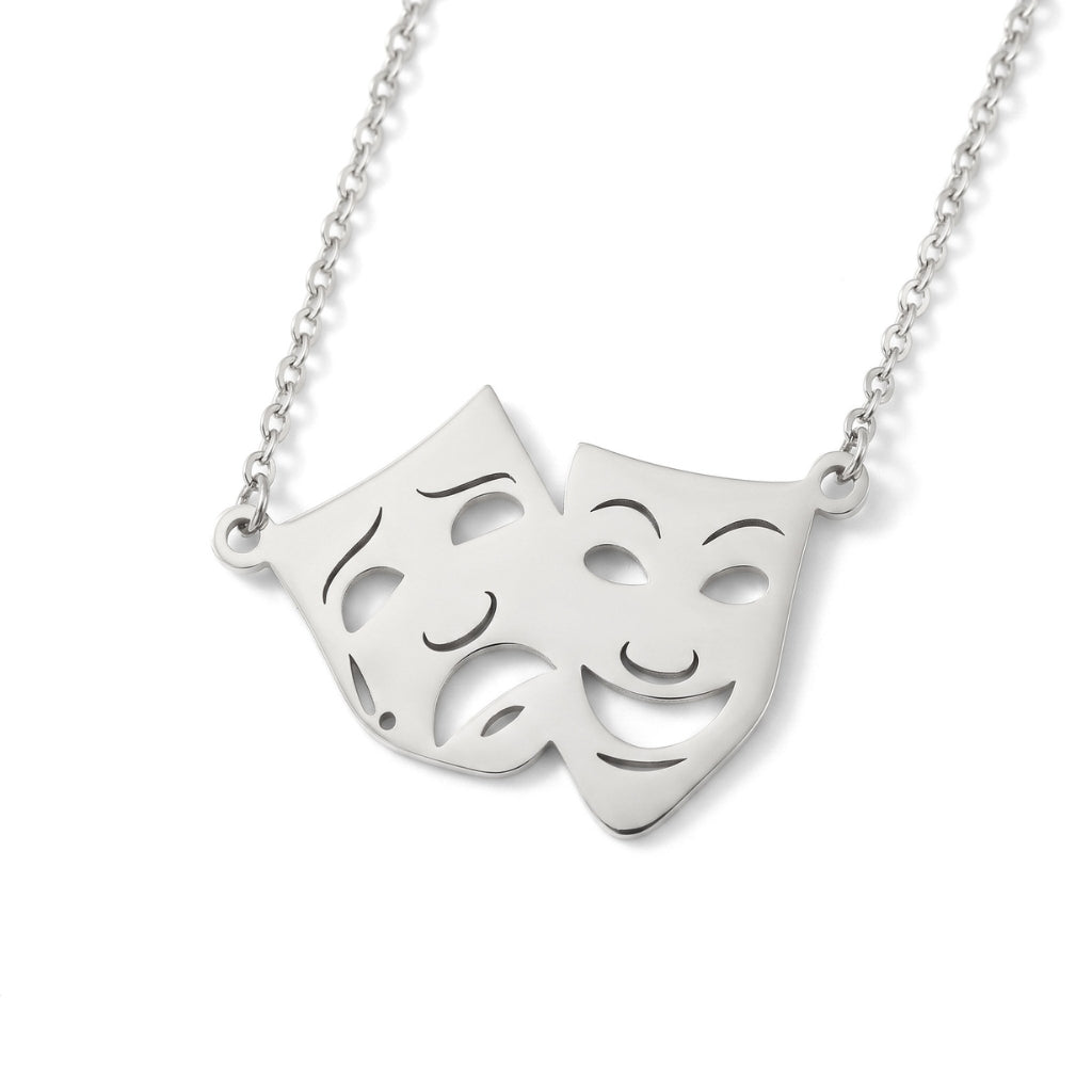 Theatre Mask Steel Pendant | Necklace