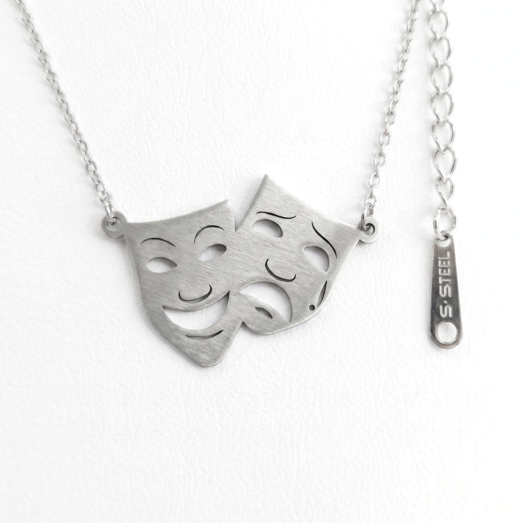 Theatre Mask Steel Pendant | Necklace
