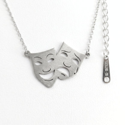 Theatre Mask Steel Pendant | Necklace