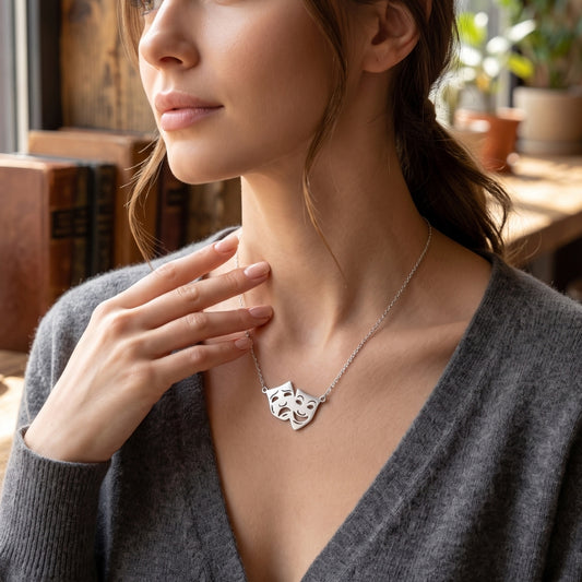 Theatre Mask Steel Pendant | Necklace