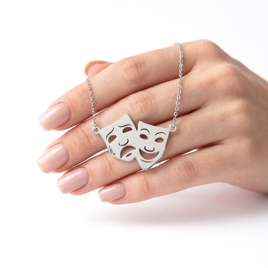 Theatre Mask Steel Pendant | Necklace