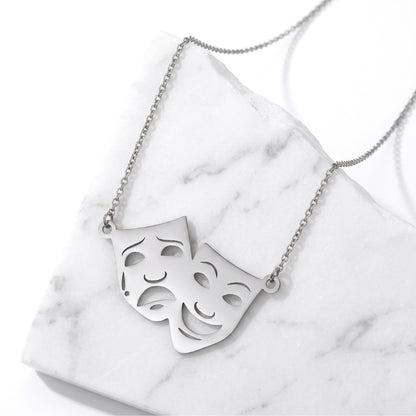 Theatre Mask Steel Pendant | Necklace