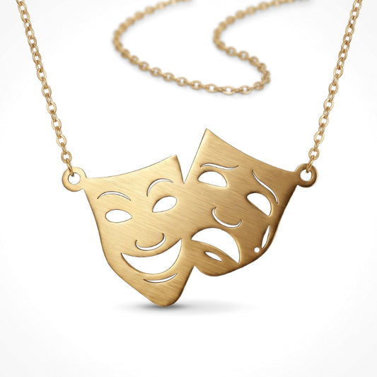Theatre Mask Steel Pendant [Gold] | Necklace