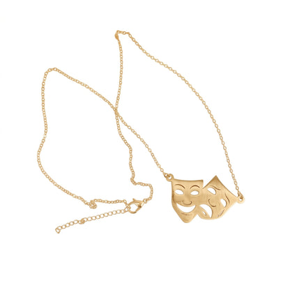 Theatre Mask Steel Pendant [Gold] | Necklace
