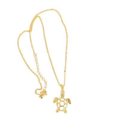 Golden Bohemian White Turtle Necklace
