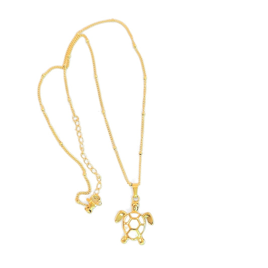 Golden Bohemian White Turtle Necklace