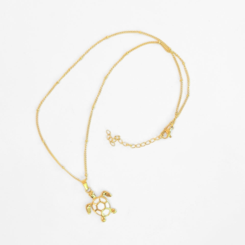 Golden Bohemian White Turtle Necklace