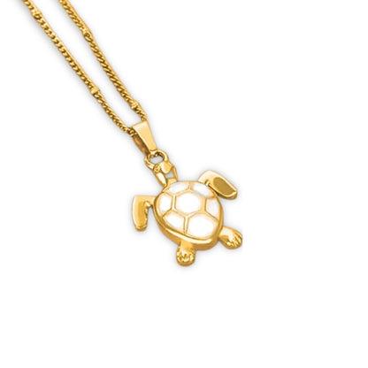 Golden Bohemian White Turtle Necklace