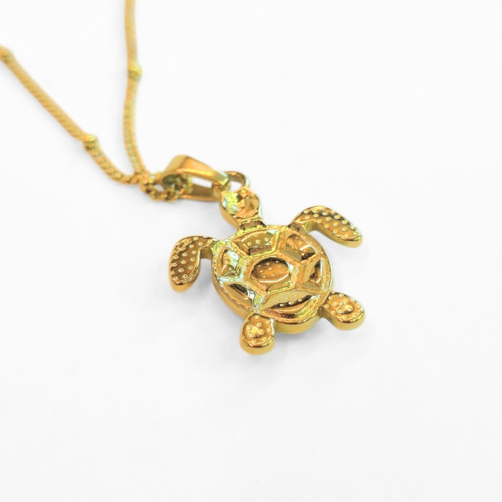 Golden Bohemian White Turtle Necklace