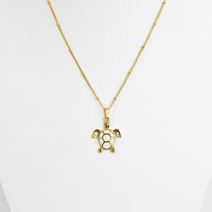 Golden Bohemian White Turtle Necklace